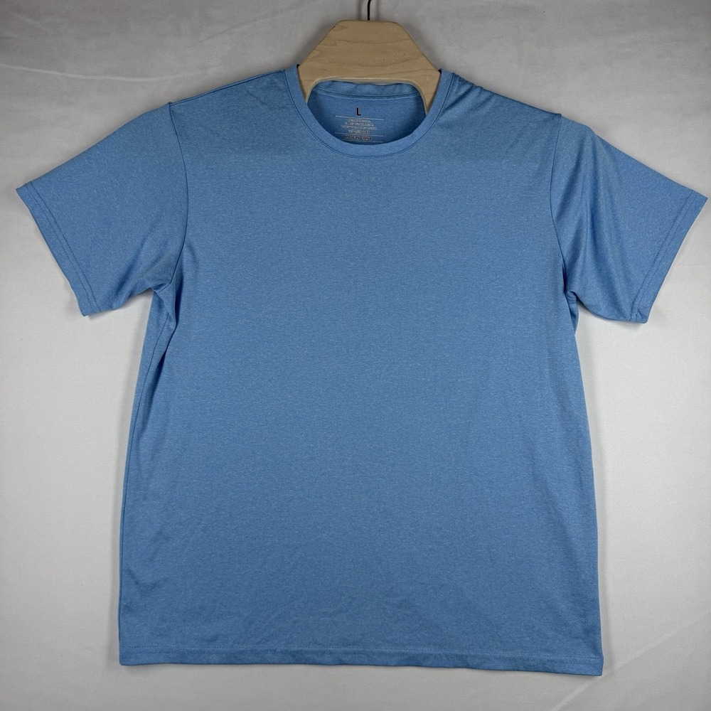 NWOT Mens L Blue Performance Athletic T Shirt Moisture Wicking Workout Gym Tee